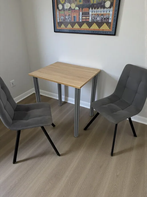 RostovStol Стол дизайнерский игровой Дуб, 60*60 см. Ножки хром, 70x60 см, фото 2