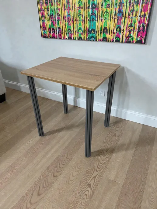 RostovStol Стол дизайнерский игровой Дуб, 60*60 см. Ножки хром, 70x60 см, фото 3