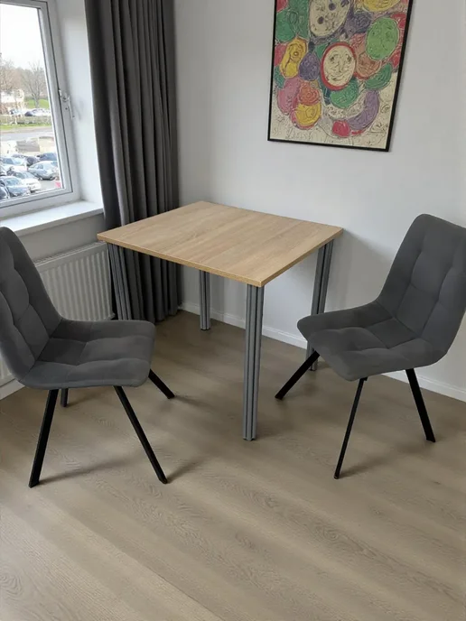 RostovStol Стол дизайнерский игровой Дуб, 60*60 см. Ножки хром, 80x70 см, фото 2