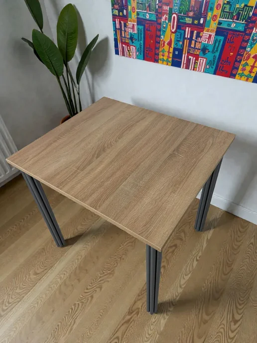 RostovStol Стол дизайнерский игровой Дуб, 60*60 см. Ножки хром, 80x70 см, фото 4