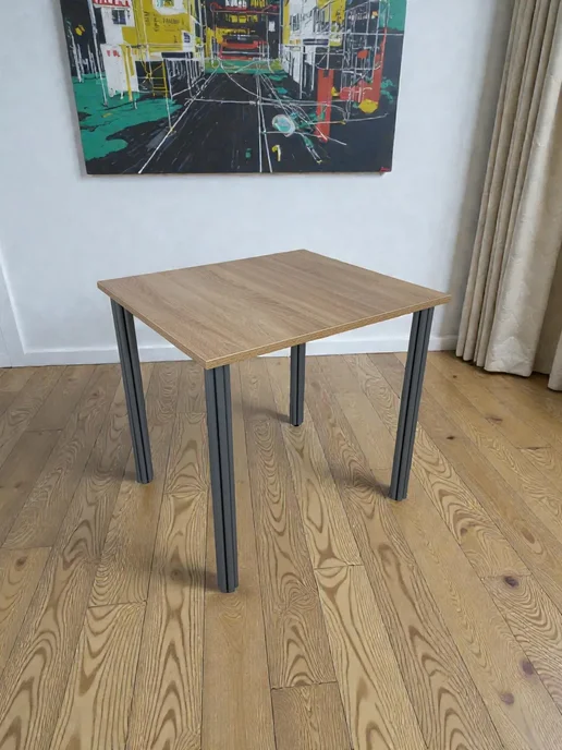 RostovStol Стол дизайнерский игровой Дуб, 60*60 см. Ножки хром, 80x70 см, фото 5