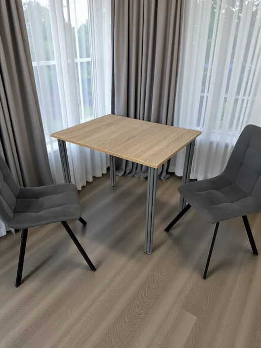 RostovStol Стол дизайнерский игровой Дуб, 60*60 см. Ножки хром, 90x70 см, фото 2