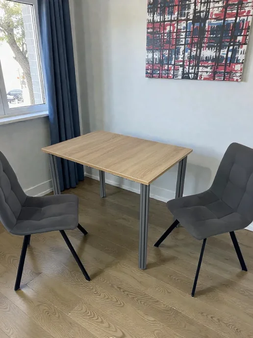 RostovStol Стол дизайнерский игровой Дуб, 60*60 см. Ножки хром, 100x70 см, фото 2