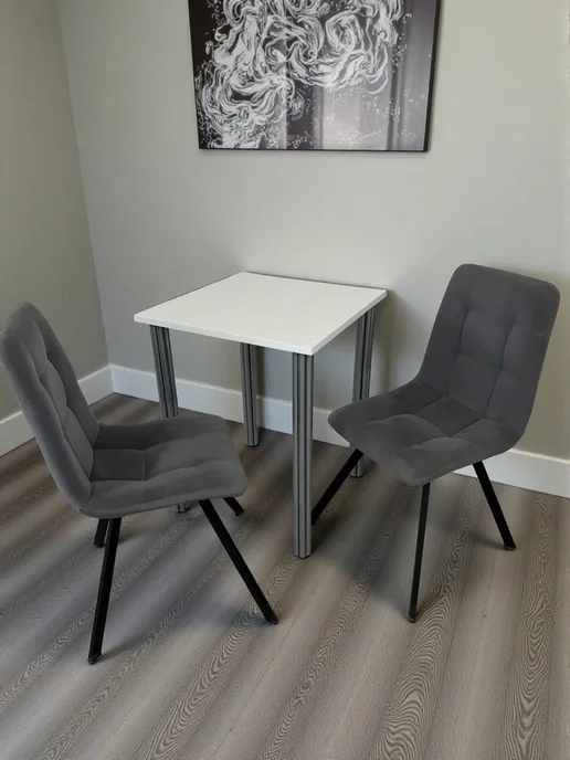 RostovStol Стол дизайнерский игровой Белый, 60*60 см. Ножки хром, 60x60 см, фото 2