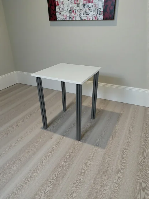RostovStol Стол дизайнерский игровой Белый, 60*60 см. Ножки хром, 60x60 см, фото 3