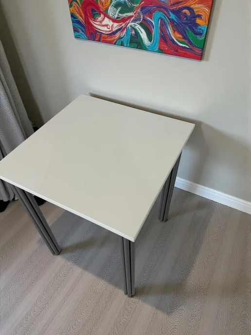 RostovStol Стол дизайнерский игровой Белый, 60*60 см. Ножки хром, 60x60 см, фото 5