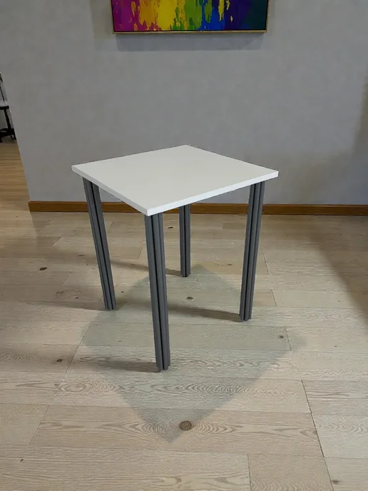 RostovStol Стол дизайнерский игровой Белый, 60*60 см. Ножки хром, 60x60 см, фото 6