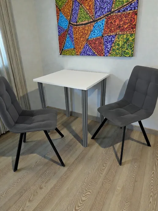 RostovStol Стол дизайнерский игровой Белый, 60*60 см. Ножки хром, 70x60 см, фото 2