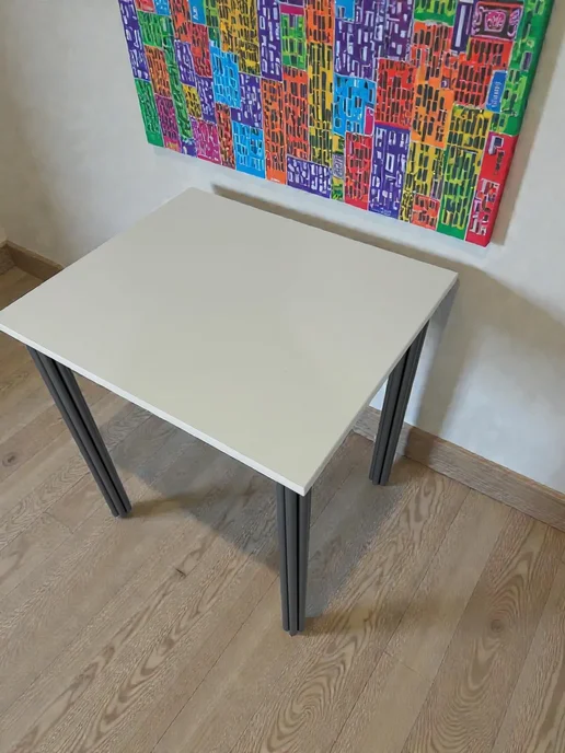 RostovStol Стол дизайнерский игровой Белый, 60*60 см. Ножки хром, 70x60 см, фото 5