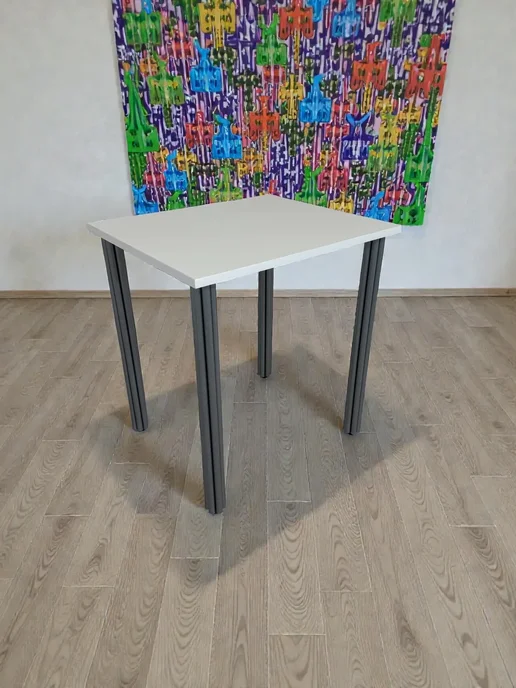 RostovStol Стол дизайнерский игровой Белый, 60*60 см. Ножки хром, 70x60 см, фото 6