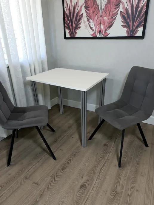 RostovStol Стол дизайнерский игровой Белый, 60*60 см. Ножки хром, 80x60 см, фото 2
