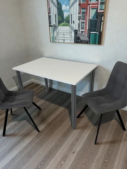 RostovStol Стол дизайнерский игровой Белый, 60*60 см. Ножки хром, 110x70 см, фото 2
