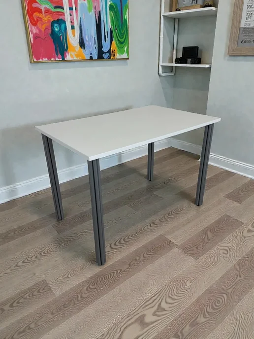 RostovStol Стол дизайнерский игровой Белый, 60*60 см. Ножки хром, 110x70 см, фото 6