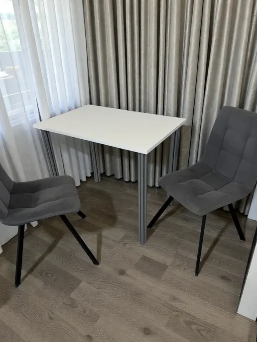RostovStol Стол дизайнерский игровой Белый, 60*60 см. Ножки хром, 90x60 см, фото 2