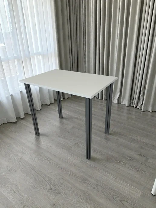 RostovStol Стол дизайнерский игровой Белый, 60*60 см. Ножки хром, 90x60 см, фото 3