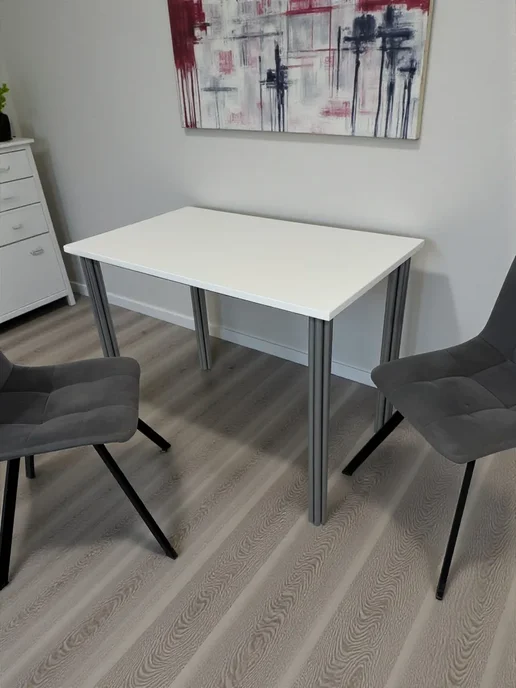 RostovStol Стол дизайнерский игровой Белый, 60*60 см. Ножки хром, 100x60 см, фото 2