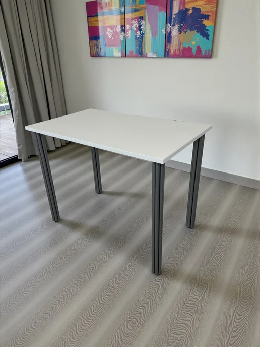RostovStol Стол дизайнерский игровой Белый, 60*60 см. Ножки хром, 100x60 см, фото 3