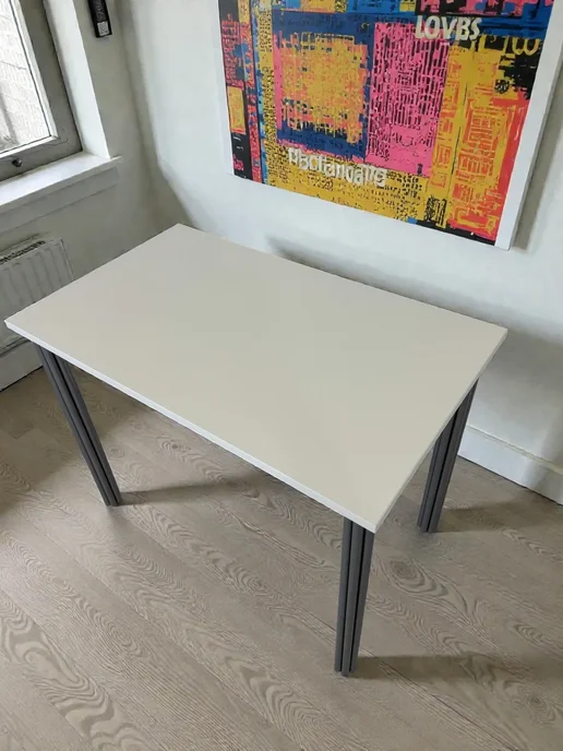 RostovStol Стол дизайнерский игровой Белый, 60*60 см. Ножки хром, 100x60 см, фото 5