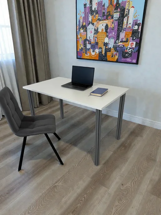 RostovStol Стол дизайнерский игровой Белый, 60*60 см. Ножки хром, 120x70 см