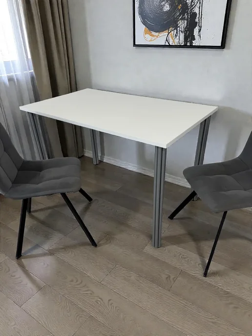 RostovStol Стол дизайнерский игровой Белый, 60*60 см. Ножки хром, 120x70 см, фото 2