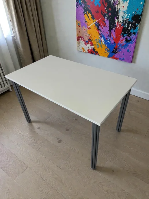 RostovStol Стол дизайнерский игровой Белый, 60*60 см. Ножки хром, 120x70 см, фото 5