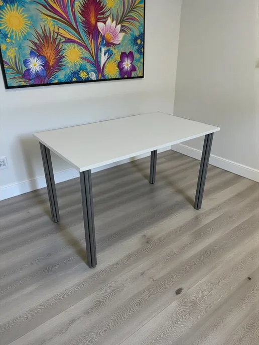RostovStol Стол дизайнерский игровой Белый, 60*60 см. Ножки хром, 120x70 см, фото 6