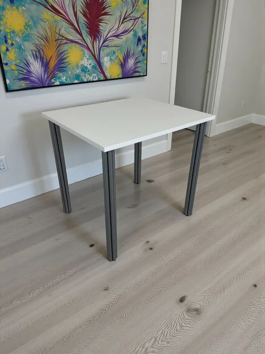 RostovStol Стол дизайнерский игровой Белый, 60*60 см. Ножки хром, 80x70 см, фото 6