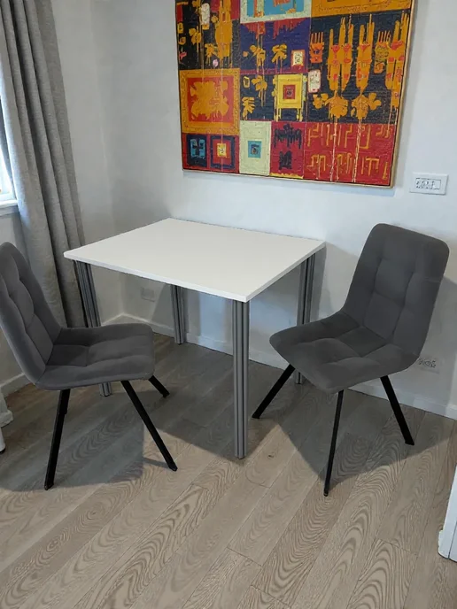 RostovStol Стол дизайнерский игровой Белый, 60*60 см. Ножки хром, 90x70 см, фото 2