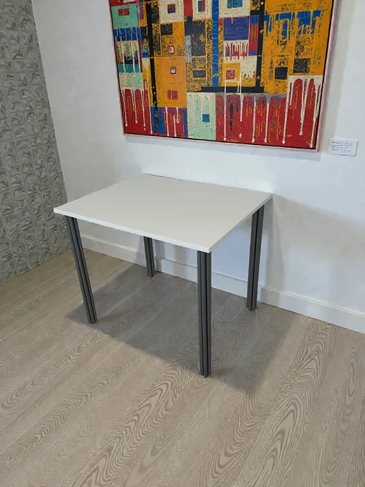 RostovStol Стол дизайнерский игровой Белый, 60*60 см. Ножки хром, 90x70 см, фото 3