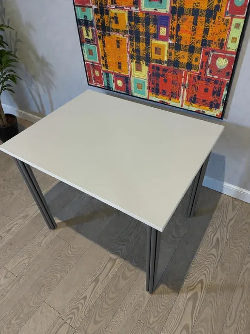 RostovStol Стол дизайнерский игровой Белый, 60*60 см. Ножки хром, 90x70 см, фото 5