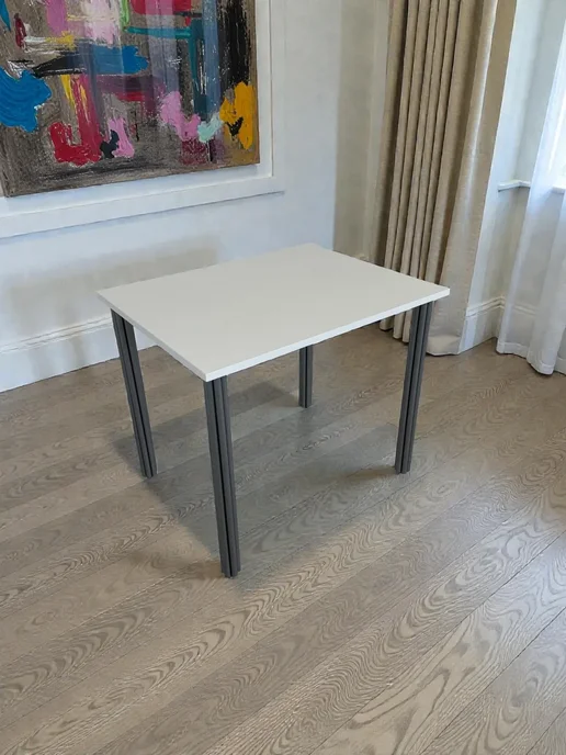 RostovStol Стол дизайнерский игровой Белый, 60*60 см. Ножки хром, 90x70 см, фото 6