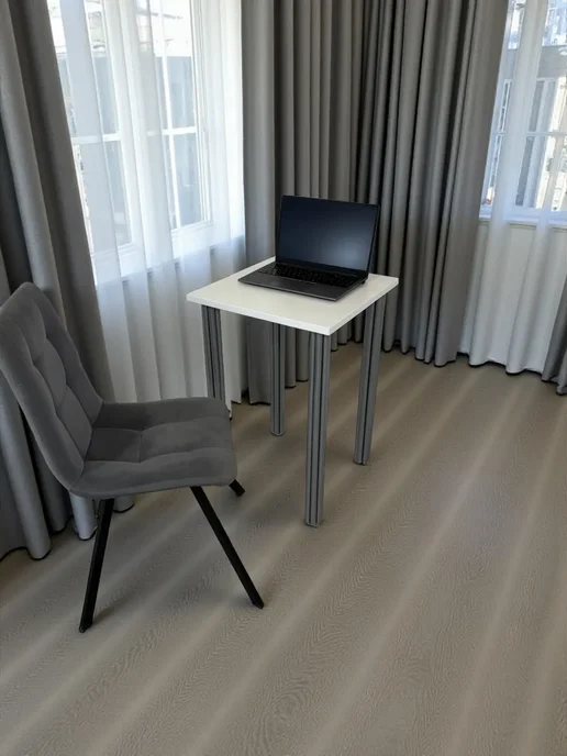 RostovStol Стол дизайнерский игровой Белый, 60*60 см. Ножки хром, 50x50 см