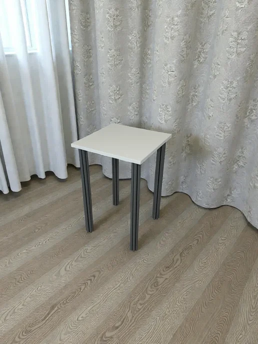 RostovStol Стол дизайнерский игровой Белый, 60*60 см. Ножки хром, 50x50 см, фото 3