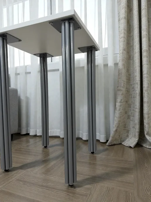 RostovStol Стол дизайнерский игровой Белый, 60*60 см. Ножки хром, 50x50 см, фото 4