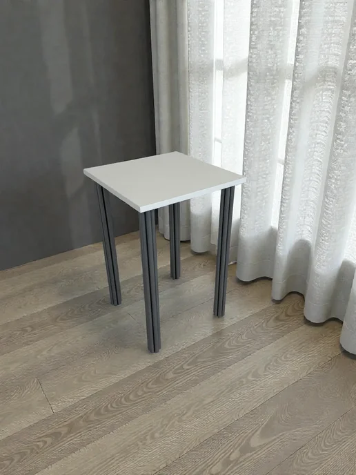RostovStol Стол дизайнерский игровой Белый, 60*60 см. Ножки хром, 50x50 см, фото 6