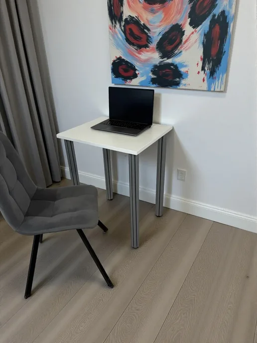 RostovStol Стол дизайнерский игровой Белый, 60*60 см. Ножки хром, 60x50 см