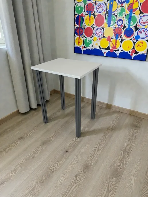 RostovStol Стол дизайнерский игровой Белый, 60*60 см. Ножки хром, 60x50 см, фото 3