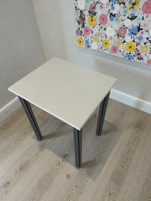 RostovStol Стол дизайнерский игровой Белый, 60*60 см. Ножки хром, 60x50 см, фото 5