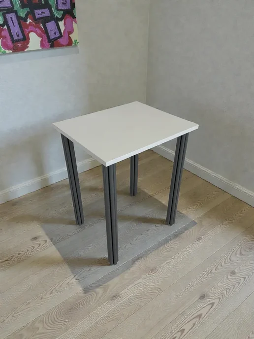 RostovStol Стол дизайнерский игровой Белый, 60*60 см. Ножки хром, 60x50 см, фото 6
