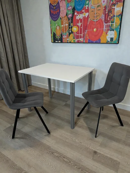 RostovStol Стол дизайнерский игровой Белый, 60*60 см. Ножки хром, 100x70 см, фото 2