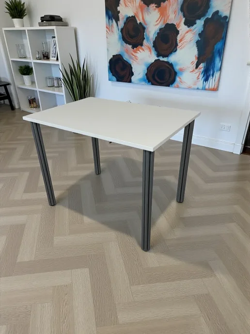 RostovStol Стол дизайнерский игровой Белый, 60*60 см. Ножки хром, 100x70 см, фото 3