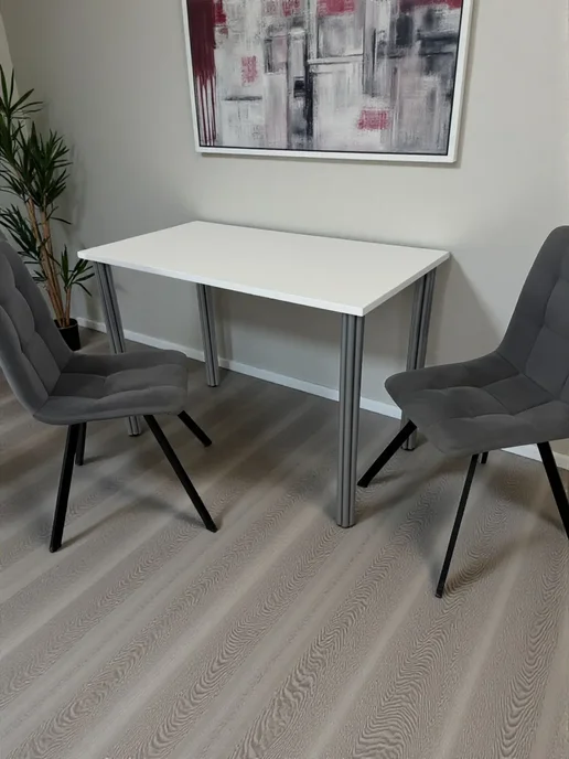 RostovStol Стол дизайнерский игровой Белый, 60*60 см. Ножки хром, 110x60 см, фото 2