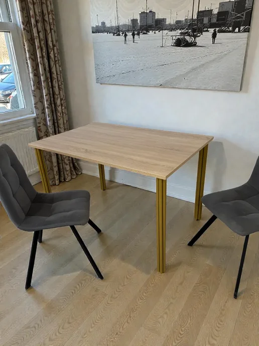 RostovStol Стол дизайнерский игровой Дуб, 60*60 см. Ножки хром, 120x80 см, фото 2