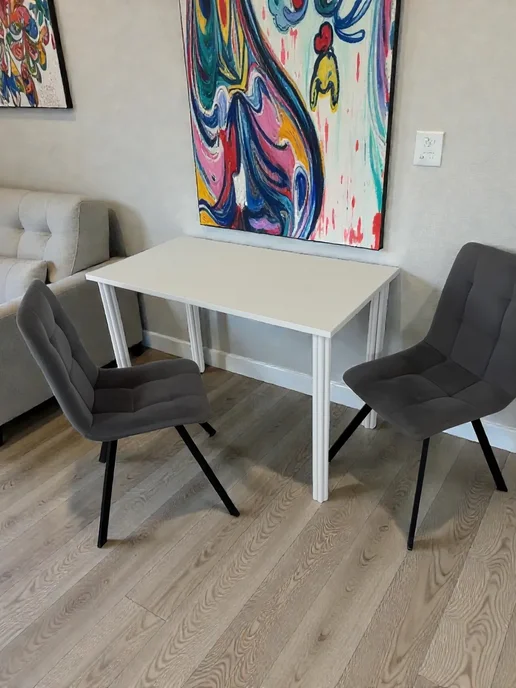 RostovStol Стол дизайнерский игровой Белый, 120*70 см. Ножки черные, 110x60 см, фото 2
