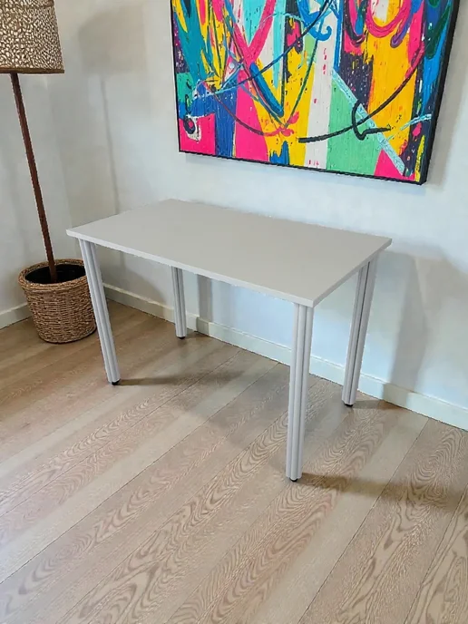 RostovStol Стол дизайнерский игровой Белый, 120*70 см. Ножки черные, 110x60 см, фото 3