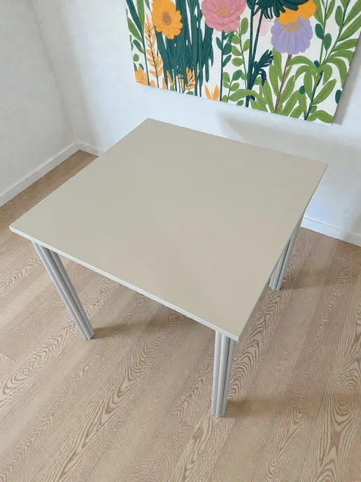 RostovStol Стол дизайнерский игровой Белый, 120*70 см. Ножки черные, 80x80 см, фото 5