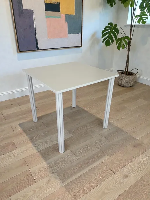 RostovStol Стол дизайнерский игровой Белый, 120*70 см. Ножки черные, 80x80 см, фото 6