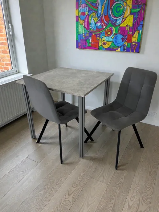 RostovStol Стол дизайнерский игровой Бетон, 130*80 см. Ножки черные, 80x80 см, фото 2