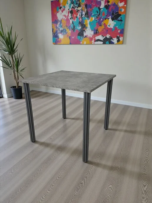 RostovStol Стол дизайнерский игровой Бетон, 130*80 см. Ножки черные, 80x80 см, фото 3