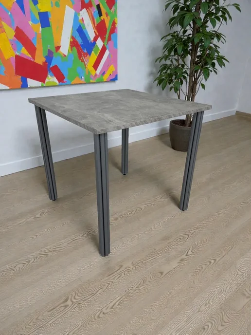 RostovStol Стол дизайнерский игровой Бетон, 130*80 см. Ножки черные, 80x80 см, фото 6